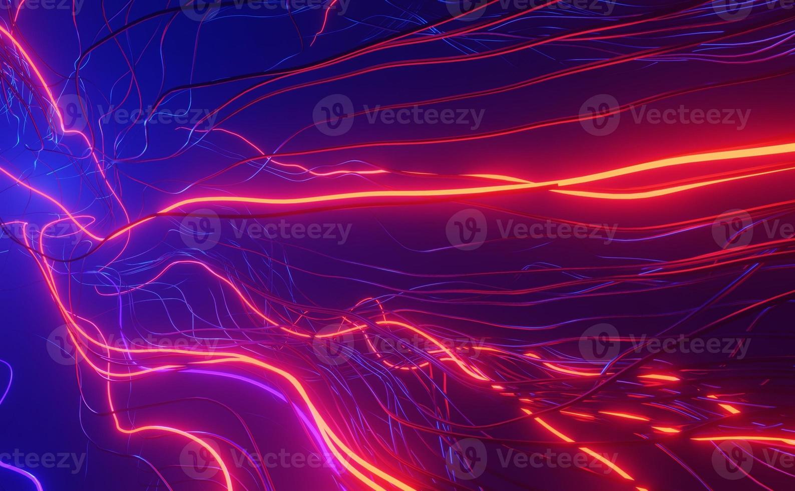 Abstract background using wave lines from right to left with a slightly blue and dominantly bright red line pattern which is a 3D rendering. photo