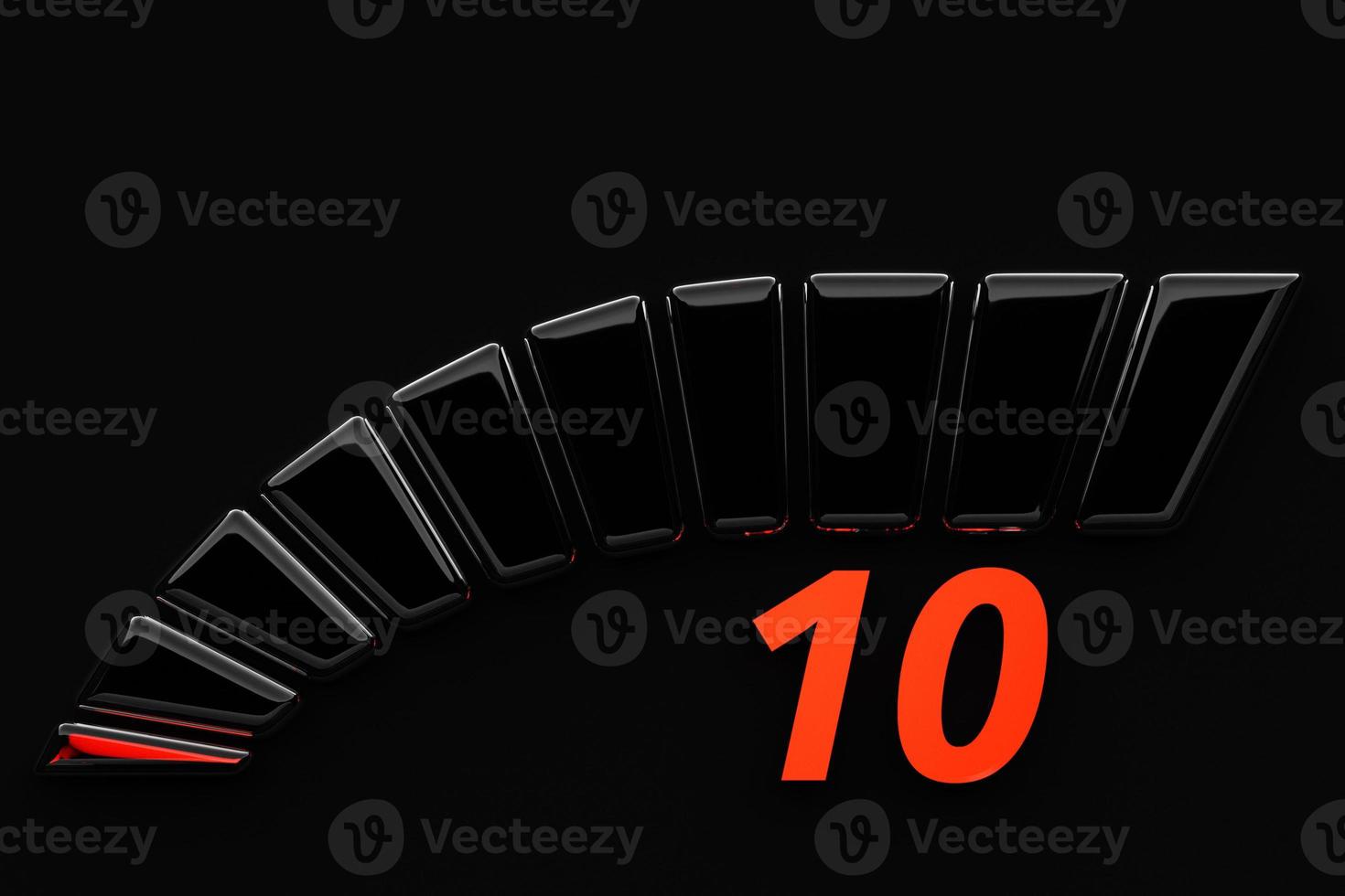 3d illustration  control panel icon with indicator 10 . Low risk concept on speedometer. Credit rating scale photo