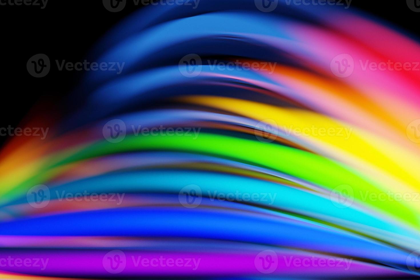 3d illustration of a stereo strip of different colors. Geometric stripes similar to waves. Abstract rainbow   glowing crossing lines pattern photo