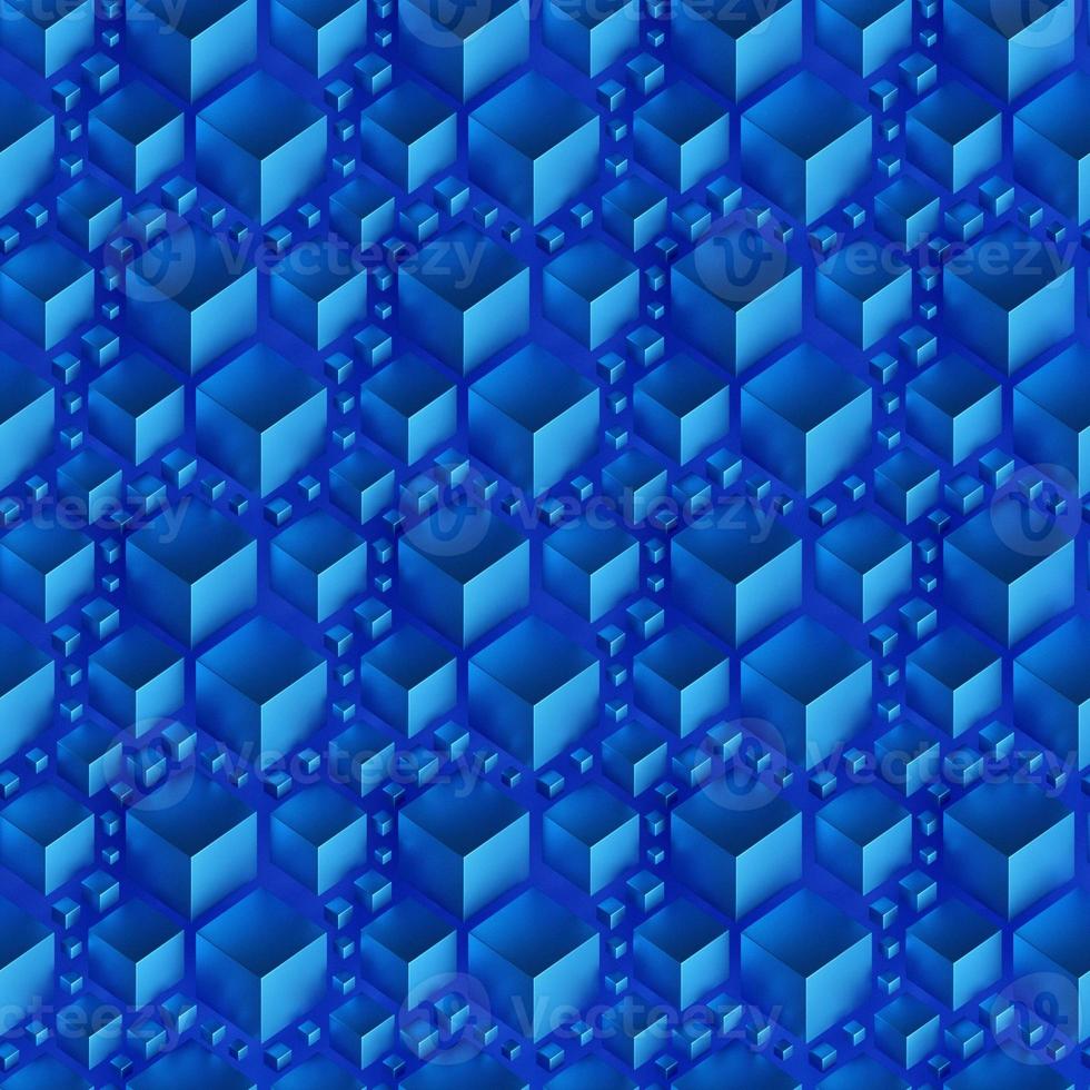 3d illustration of rows of  blue   cube.Set of squares on monocrome background, pattern. Geometry  background photo