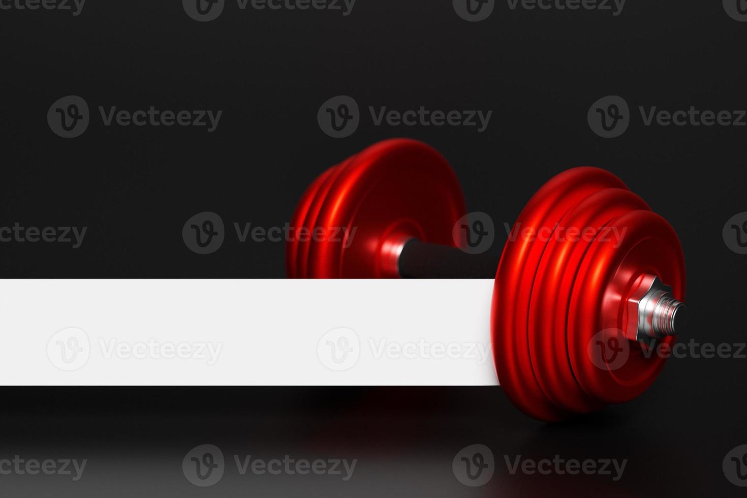 Shiny red  iron dumbbells on black  isolated background. 3D rendering photo