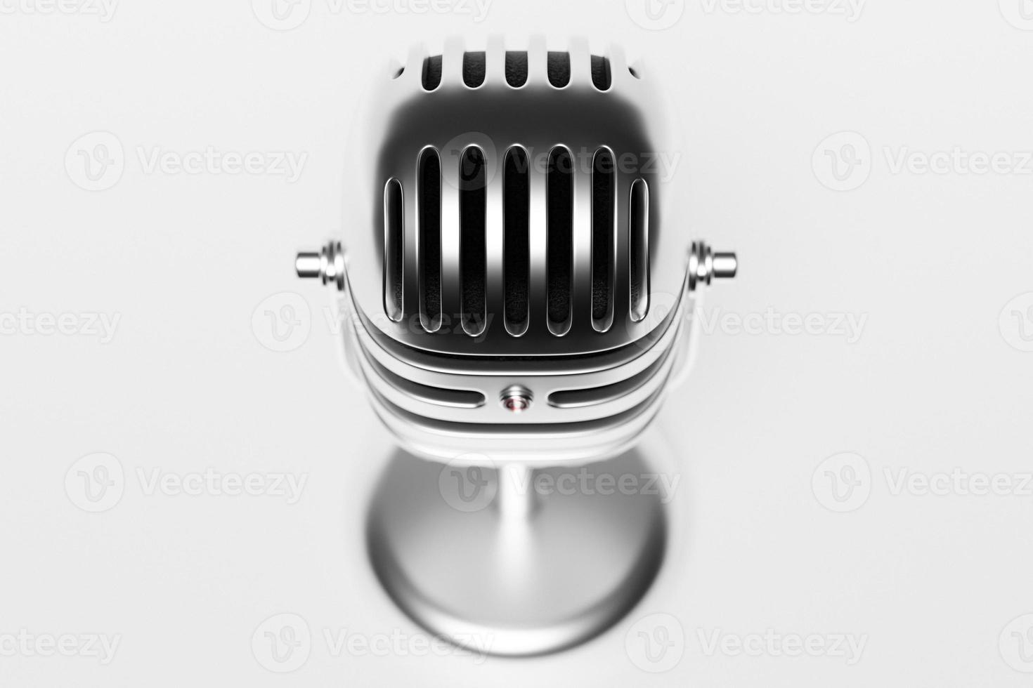 3D illustration, retro style microphone in party or concert on white background photo