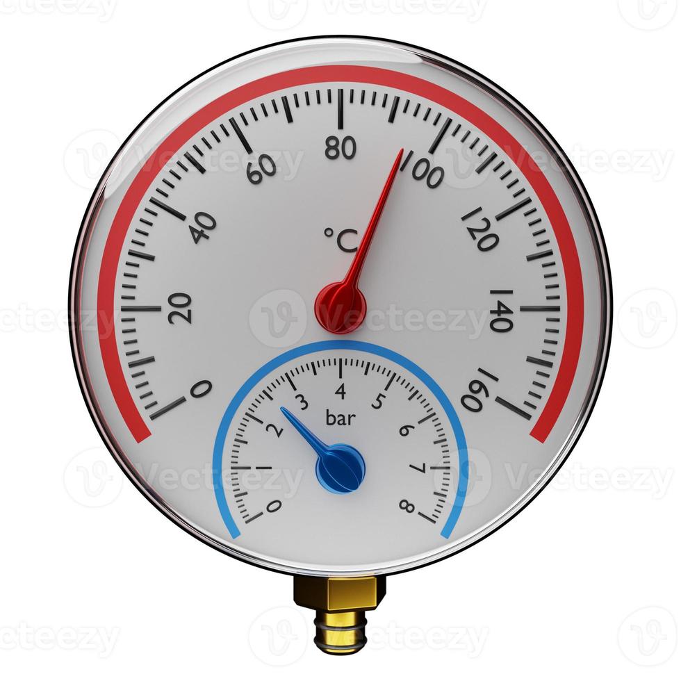 3d illustration of a round barometer with markings up to 160 on a white isolated background photo