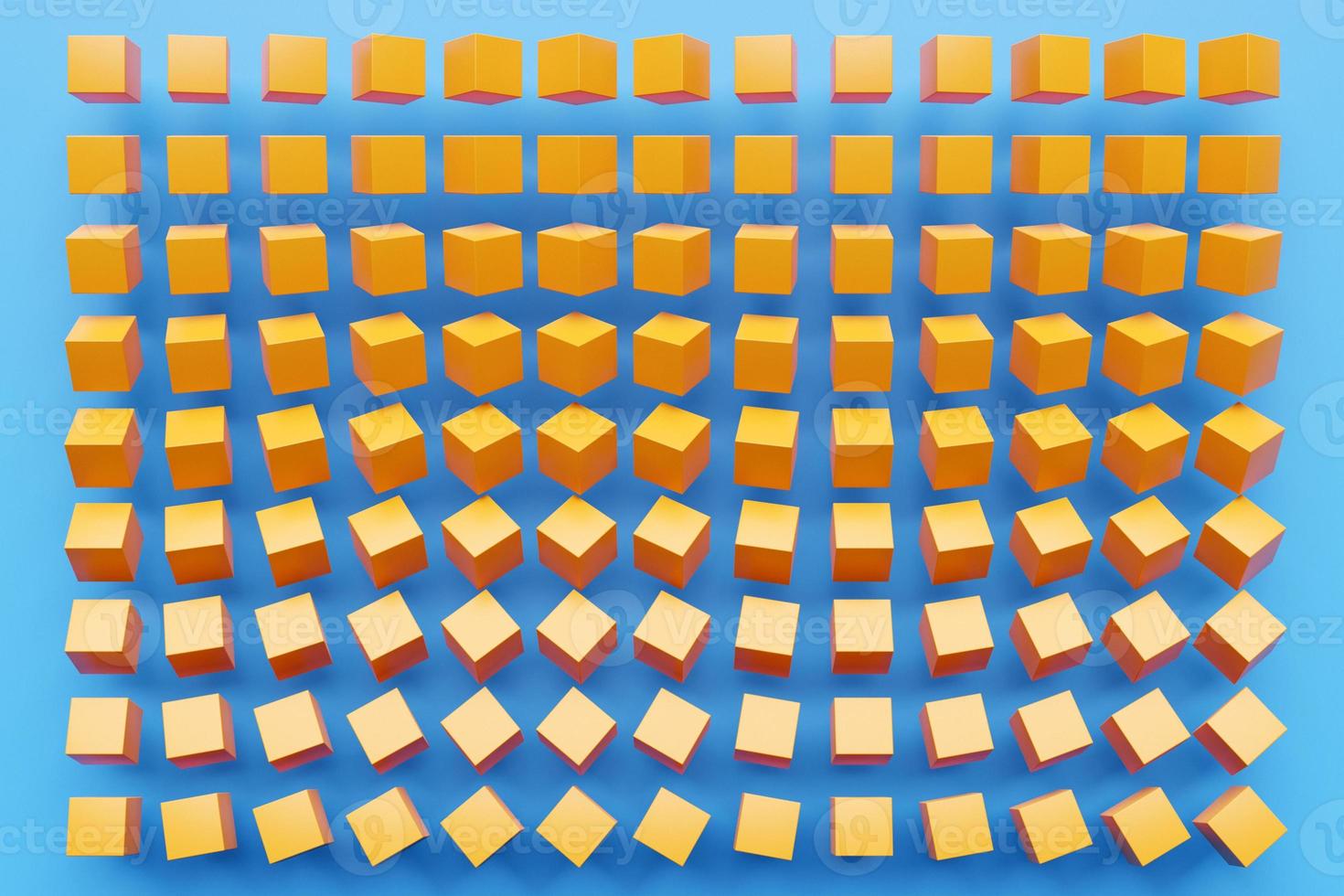 3D illustration volumetric  yellow cubes  flying on a geometric monophonic background. Parallelogram pattern. Technology geometry  background photo