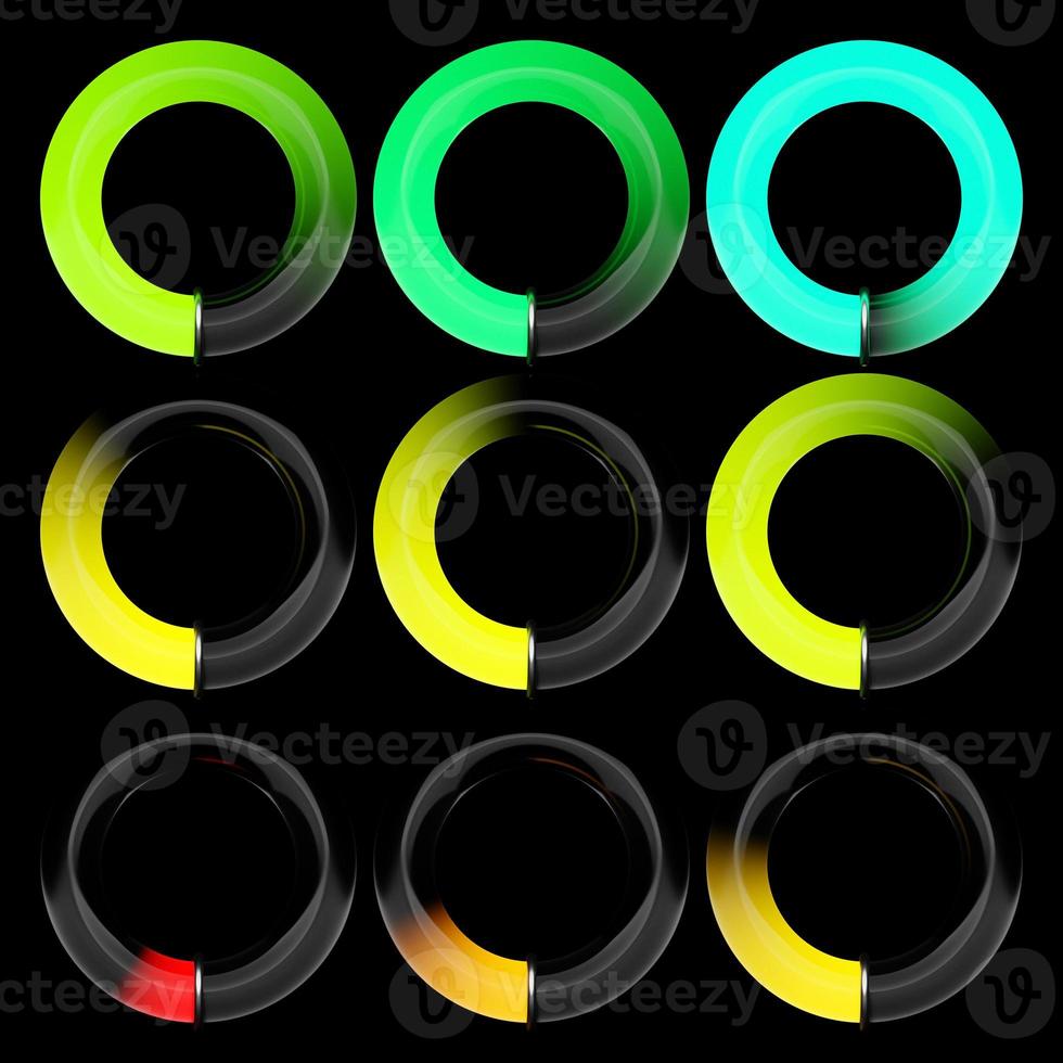 3d illustration round control panel icon. High risk concept on measuring instruments. Efficiency scale photo