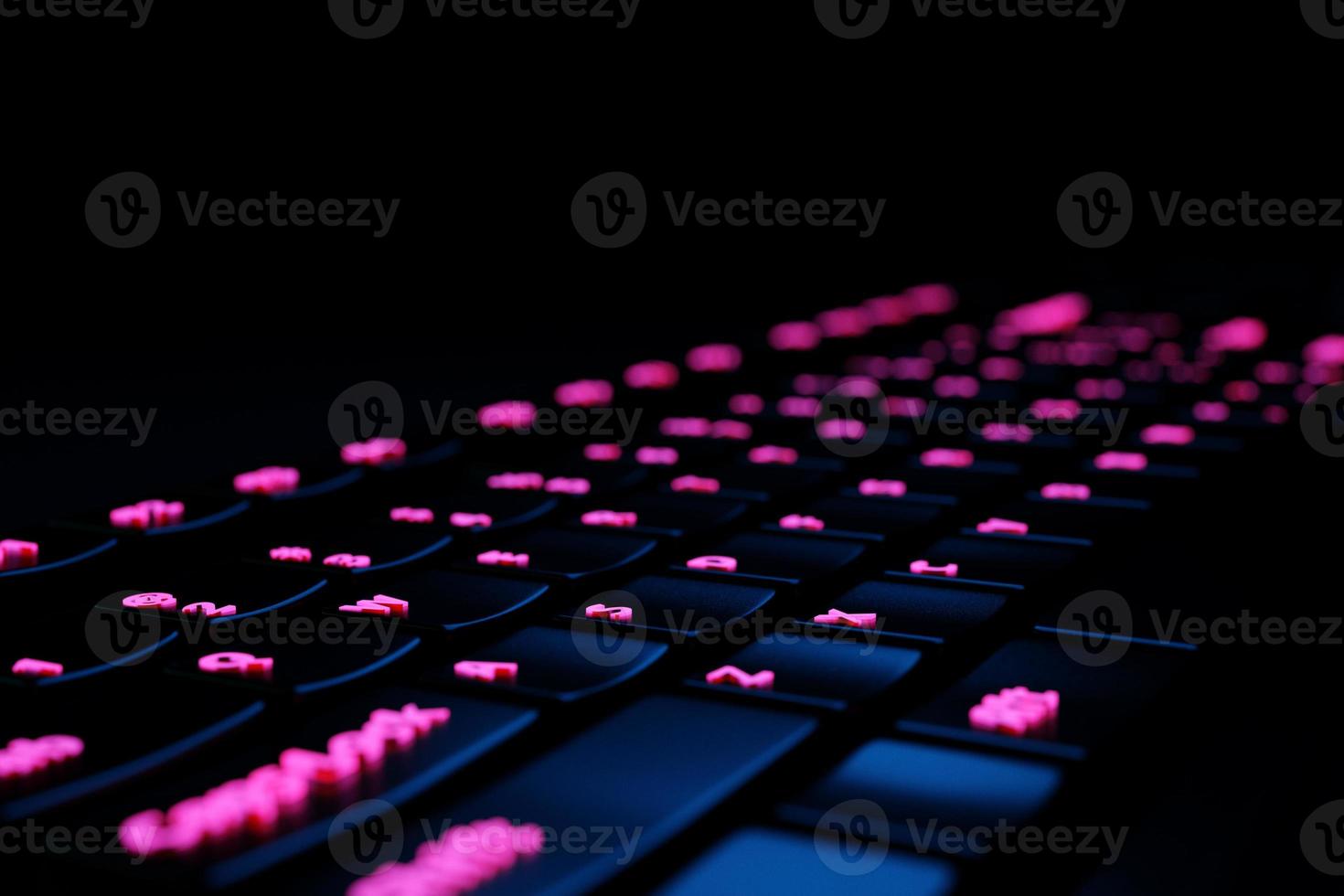 3d illustration,  gaming keyboard with LED backlit. Realistic computer keyboard. photo