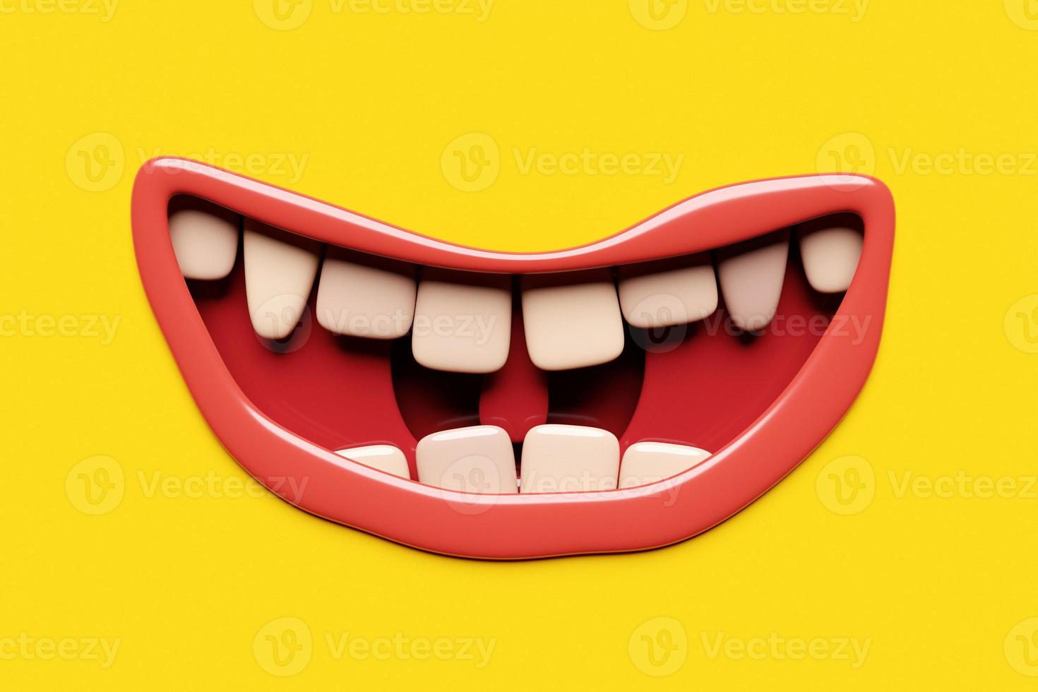 3d illustration of a monster mouths. Funny facial expression, open mouth with tongue and drool. photo