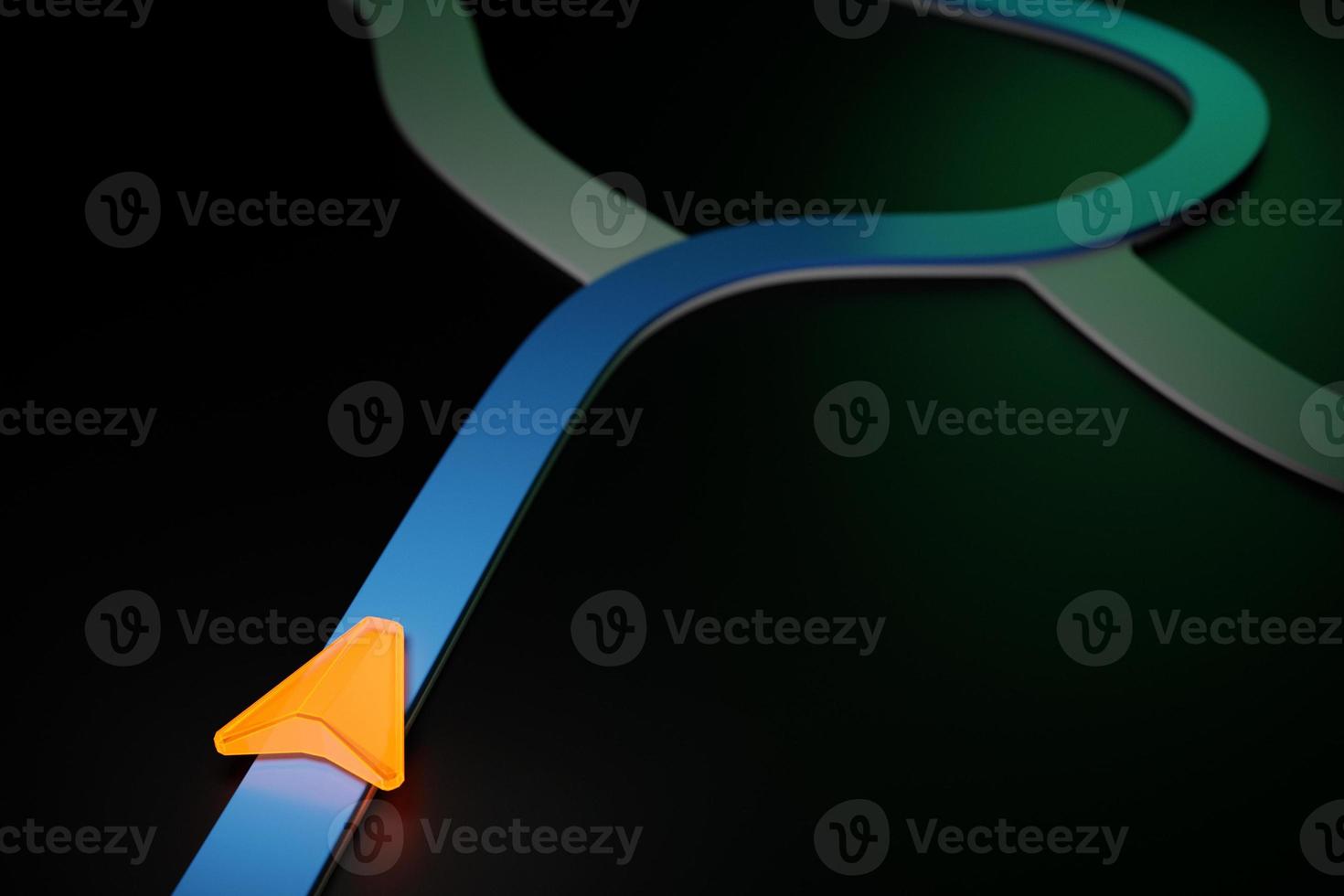 3d illustration of a directional trajectory icon with navigation neon markers photo