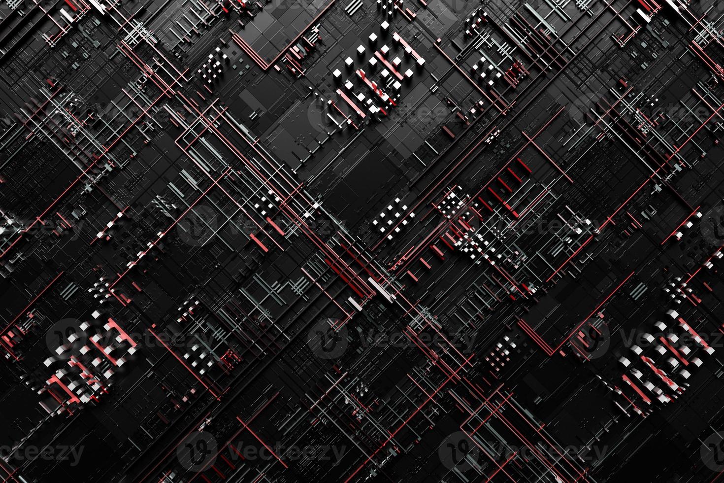 3d illustration close-up of a military technological upholstery made of metal, a pattern in the form of a metal, technological coating of a spacecraft or robot photo