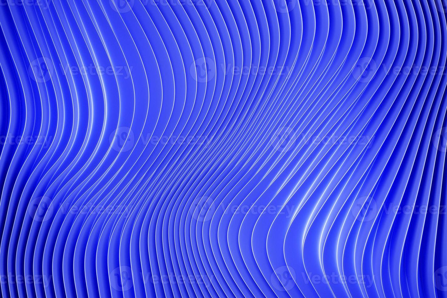 3d illustration of a stereo strip of different colors. Geometric stripes similar to waves. Abstract  blue glowing crossing lines pattern photo