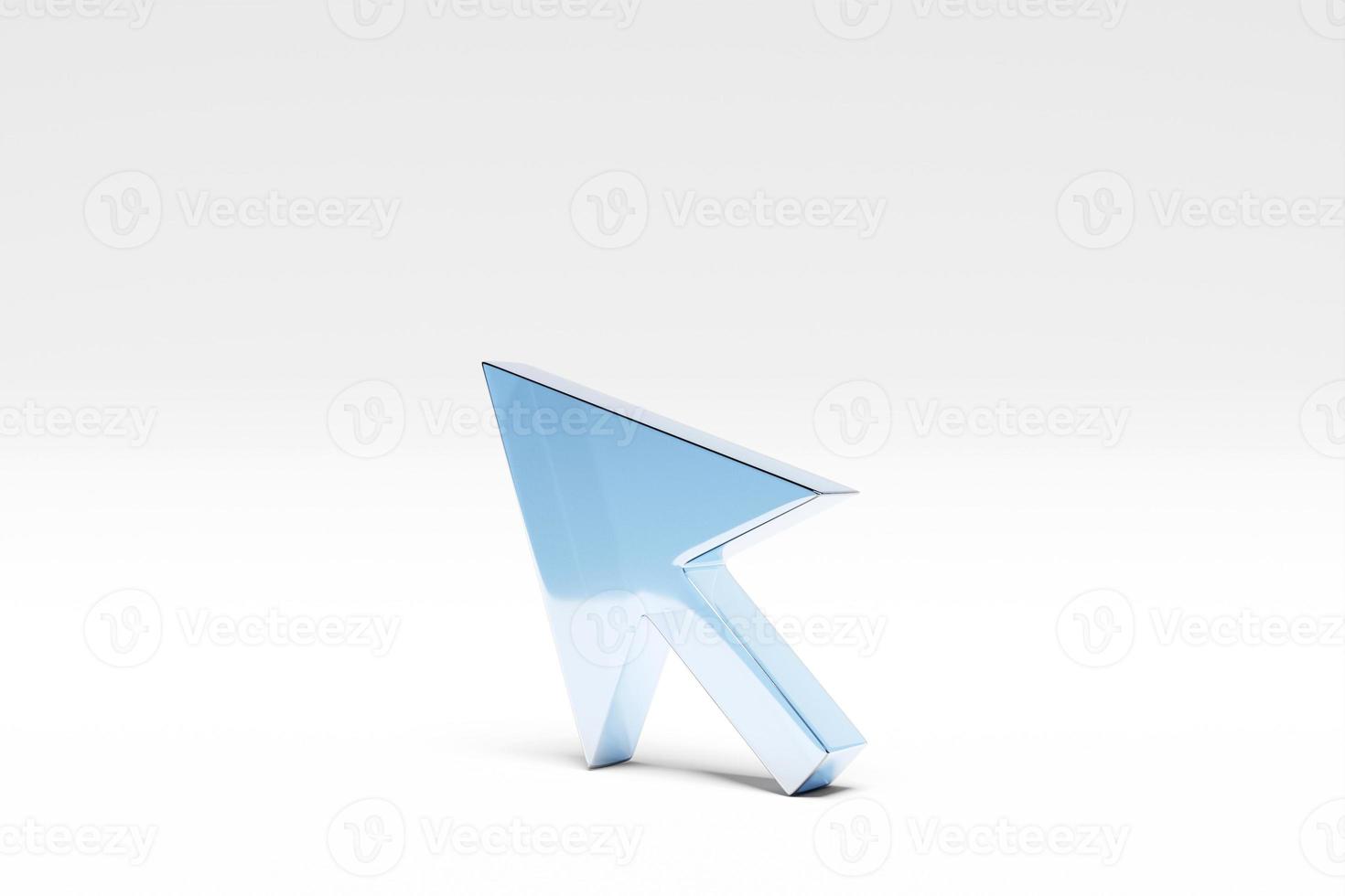 Blue transparent    cursor icon 3d rendering isolated on white background. Cursor icon illustration. photo