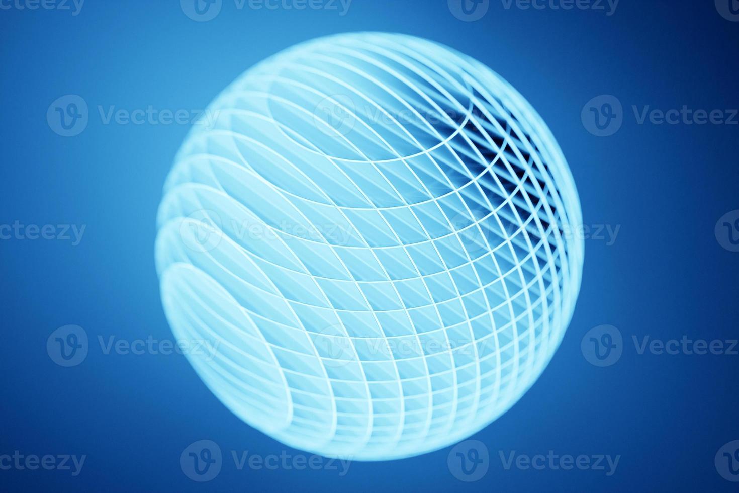 3d illustration of a blue  sphere on a blue background. A close-up of a  round  shape . photo