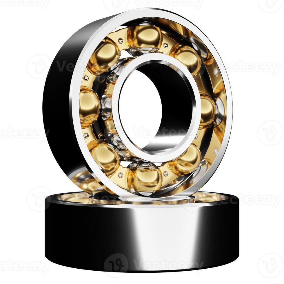 Metal silver ball bearing with balls on white  isolated background. Bearing industrial. Part of the car. 3D illustration photo