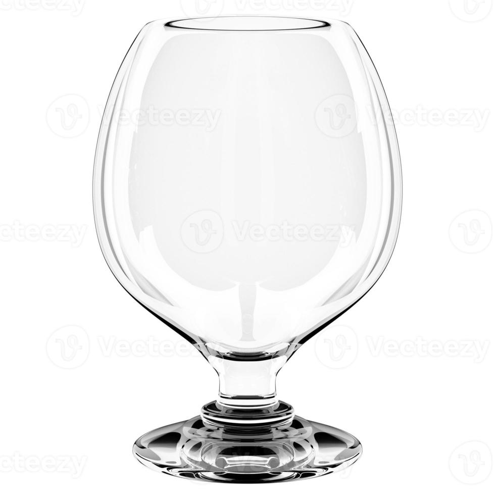 3D Illustration  glass goblet for cognac, whiskey on a white background. realistic illustration of a glass for strong alcohol photo