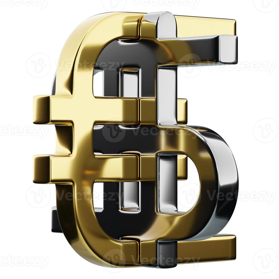 3d illustration of  gold euro and silver dollar money icons on  white isolated background. Currency exchange symbol, rising prices. Convert dollar to euro and back. photo