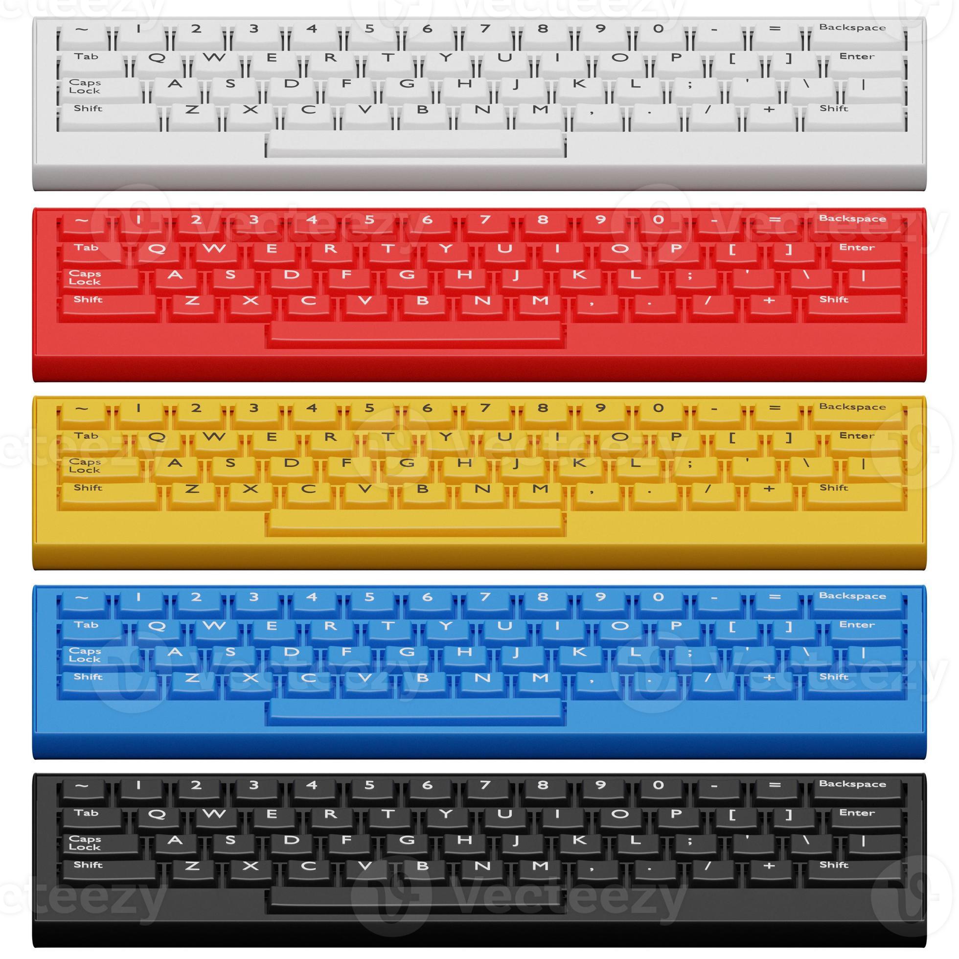 3D illustration, closeup of a realistic computer keyboard in five