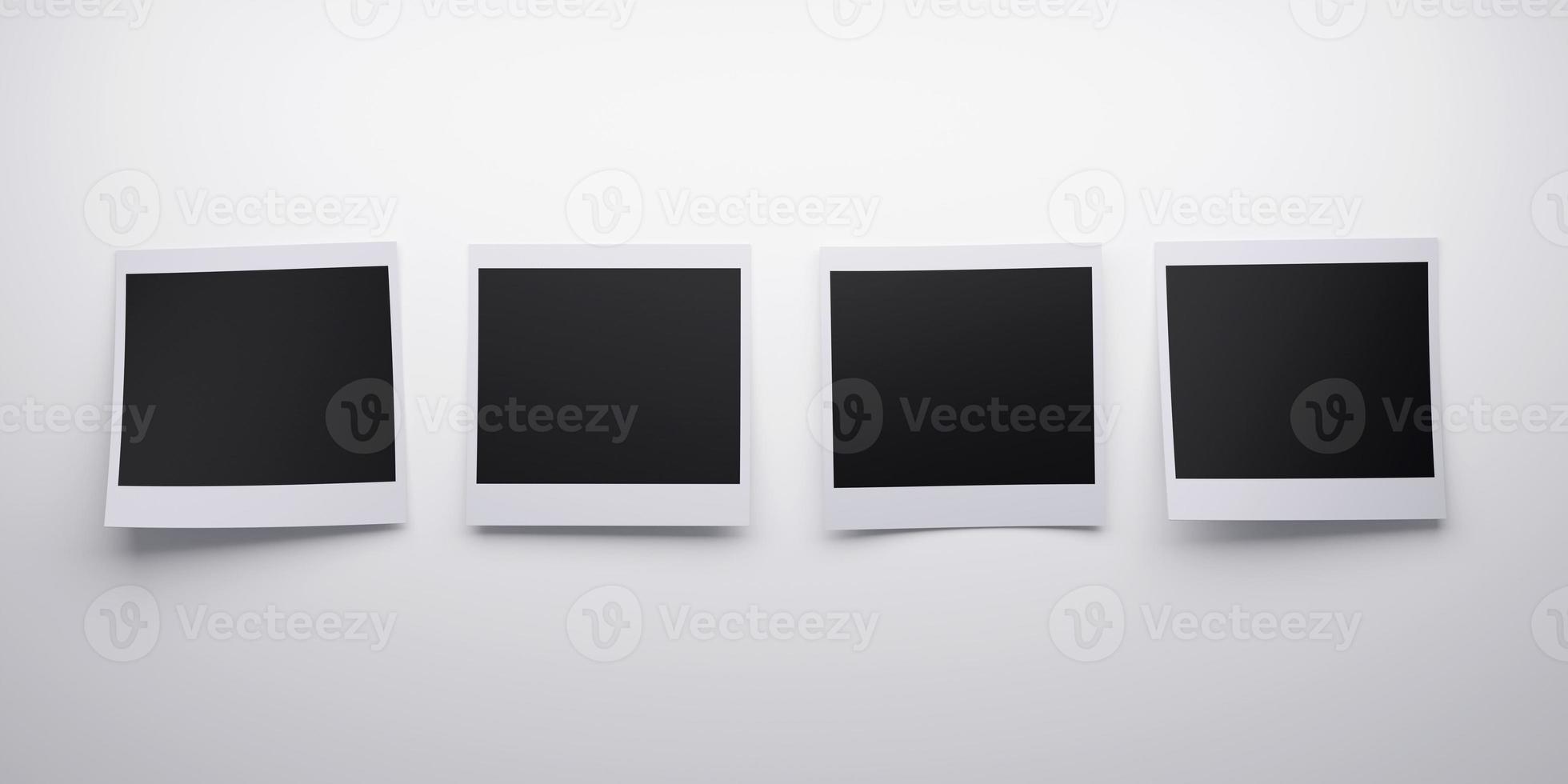 Several blank polaroid style instant photo print frames. 3d rendering