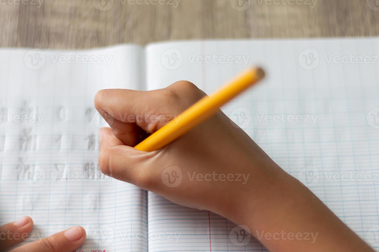 A little girl doing homework photo