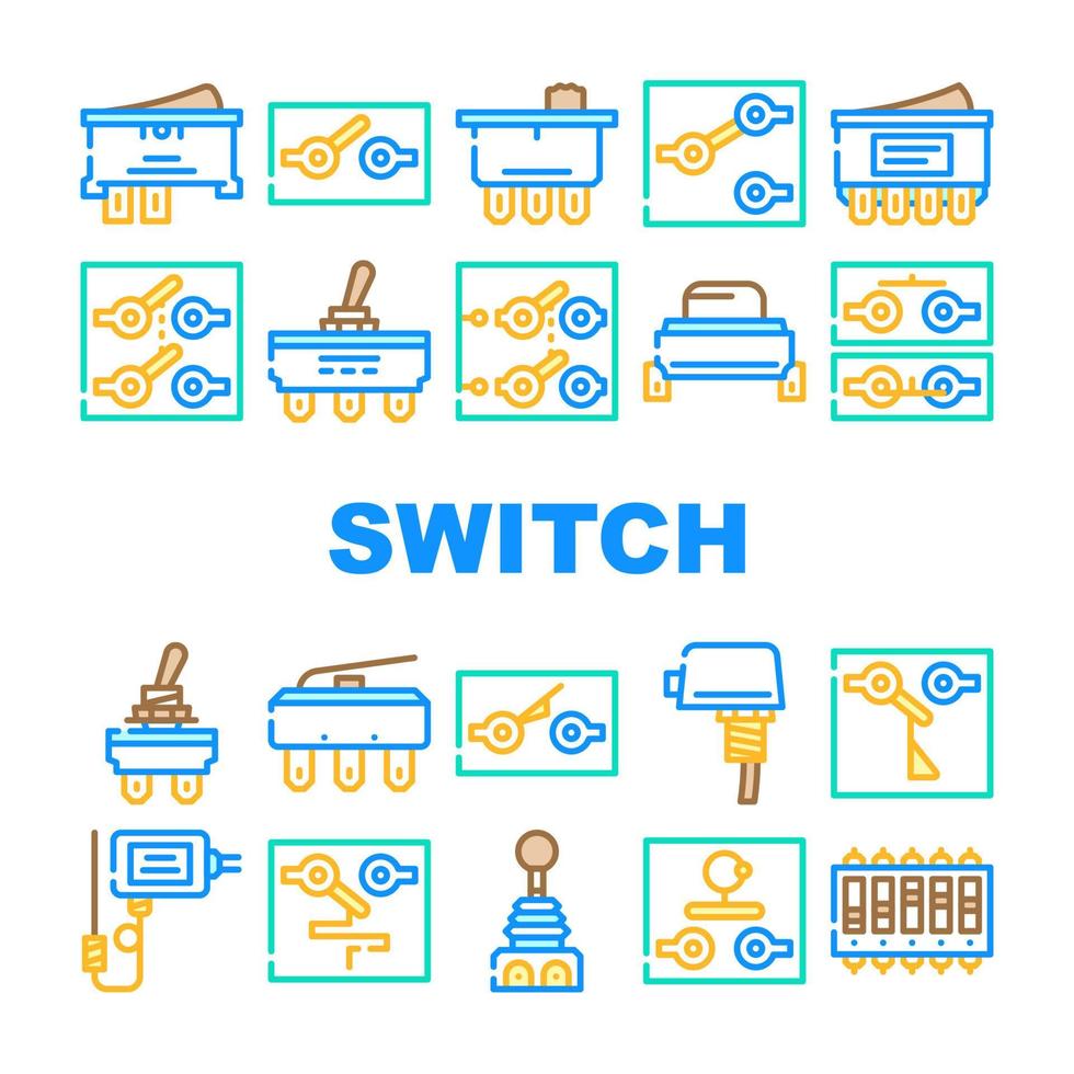 Switch Electricity Accessory Icons Set Vector
