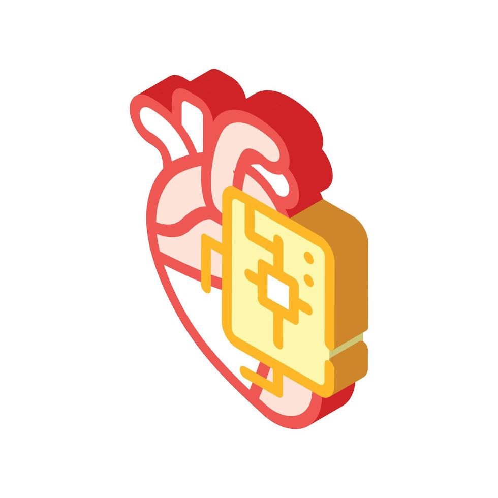 microchip for heart isometric icon vector illustration