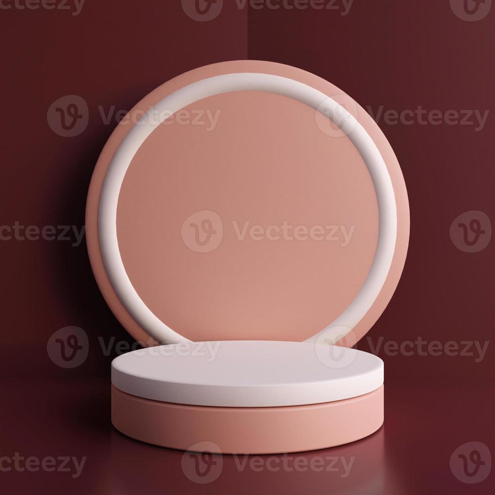 Minimalist simple cylinder podium or pedestal display with pastel color background for product presentation. 3d rendering photo