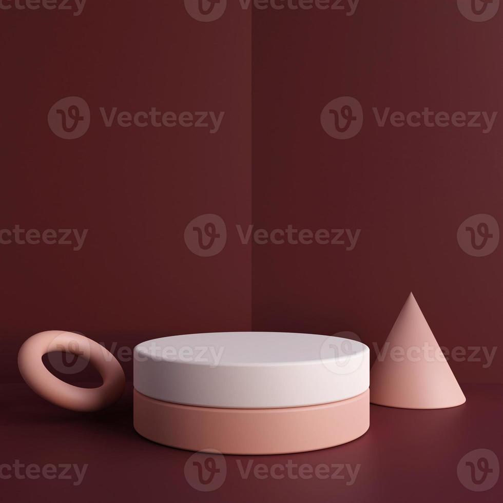 Minimalist simple cylinder podium or pedestal display with pastel color background for product presentation. 3d rendering photo