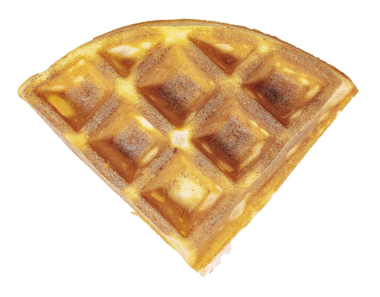 pice of waffle on white background photo