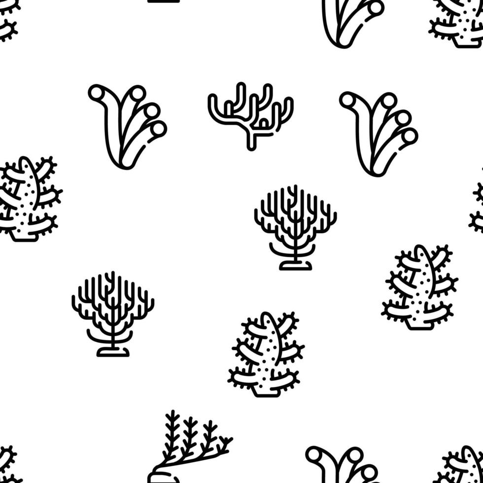 Coral Sea Aquatic Reef Vector Seamless Pattern