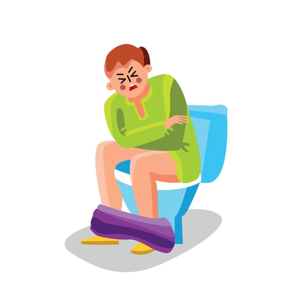 Man With Diarrhea Painful Sitting Toilet Vector