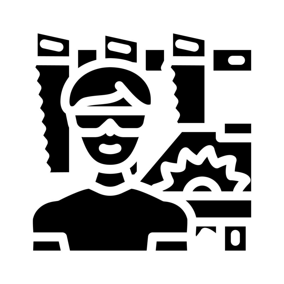 carpintero trabajador glifo icono vector ilustración