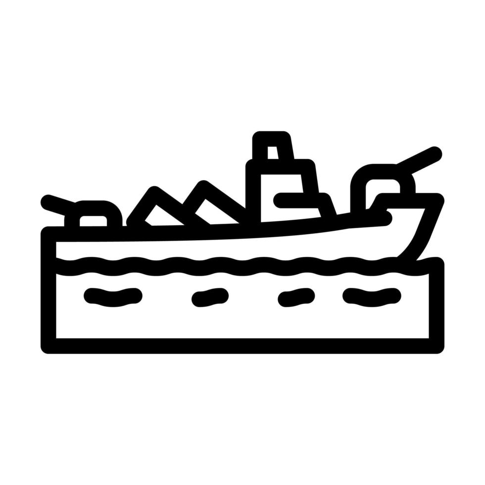 ilustración de vector de icono de línea de barco militar