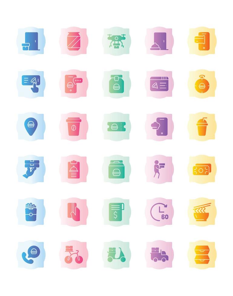 Food Delivery Icon Set 30 isolated on white background vector