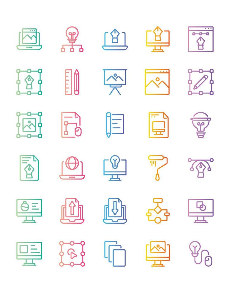 Design Thingking Icon Set 30 isolated on white background vector