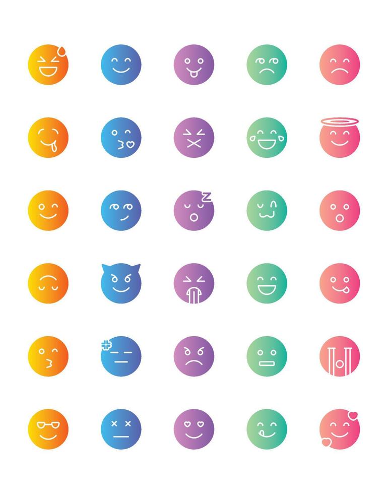 emoji Icon Set 30 isolated on white background vector