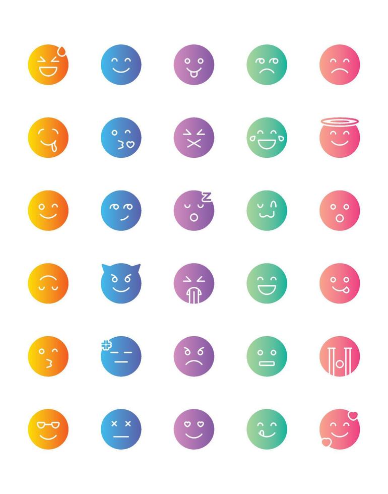 conjunto de iconos emoji 30 aislado sobre fondo blanco vector