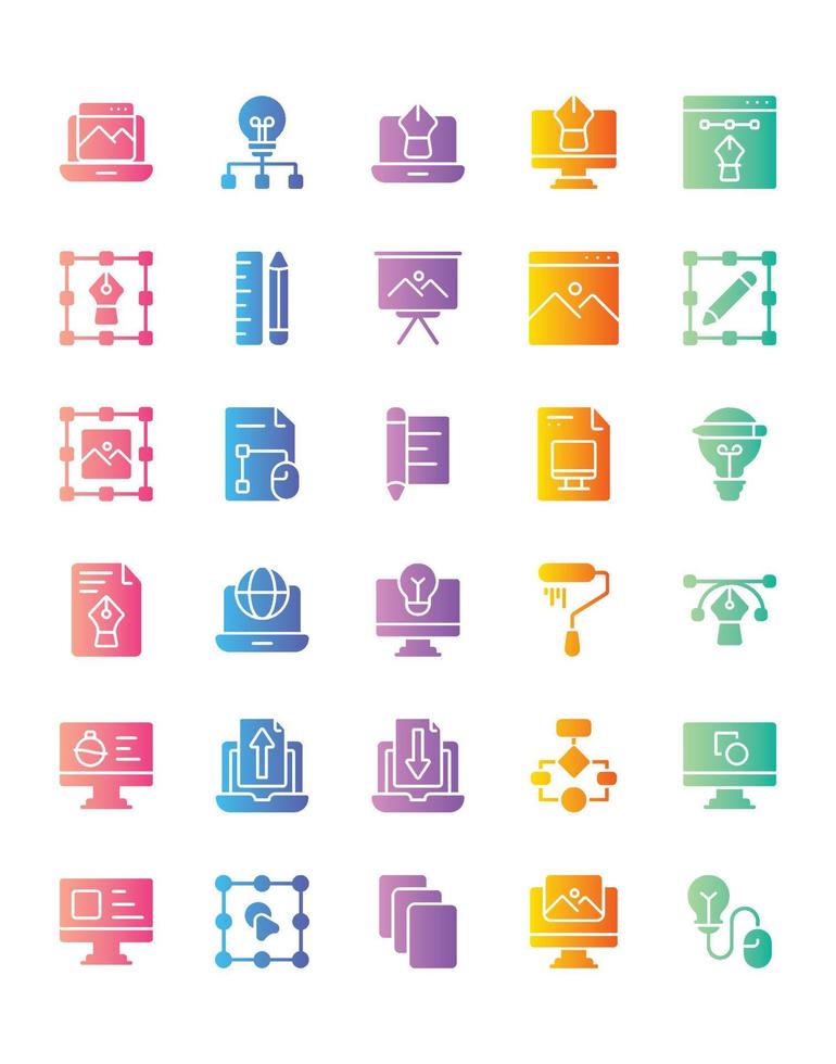 Design Thingking Icon Set 30 isolated on white background vector