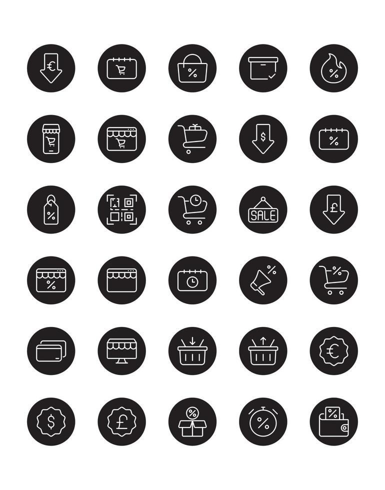 Cyber Monday Icon Set 30 isolated on white background vector