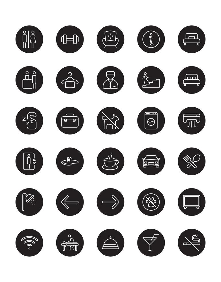 Hotel Icon Set 30 isolated on white background vector