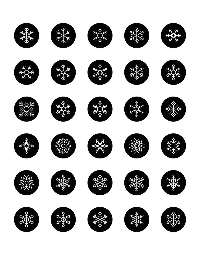 conjunto de iconos de copo de nieve 30 aislado sobre fondo blanco vector