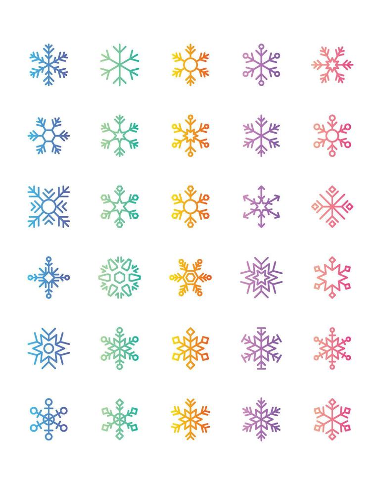 Snowflake Icon Set 30 isolated on white background vector