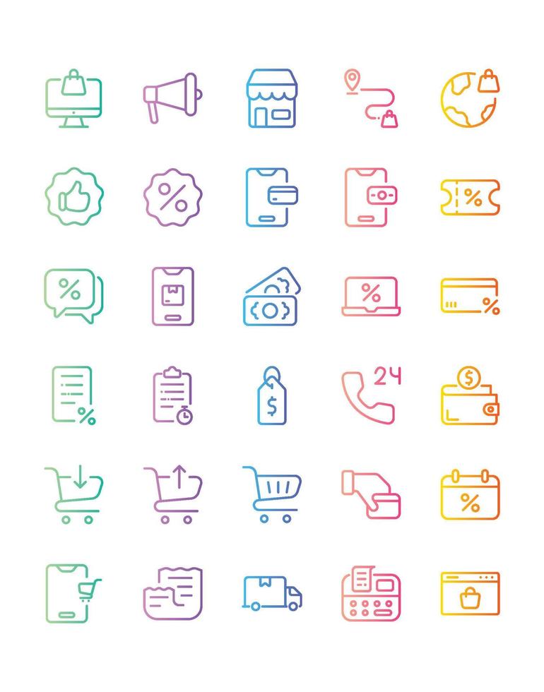 conjunto de iconos de comercio electrónico 30 aislado sobre fondo blanco vector