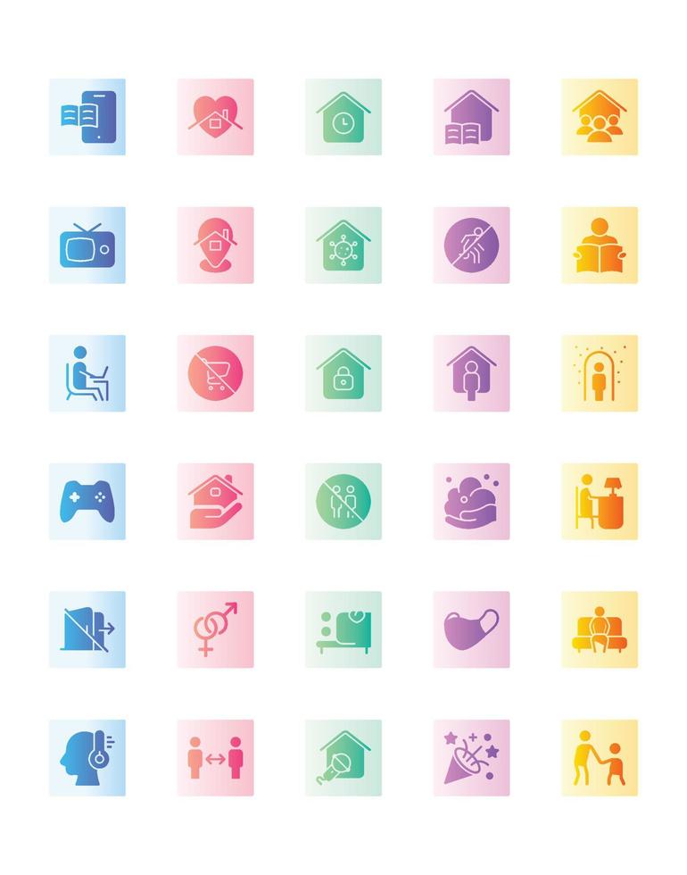Stay at Home Icon Set 30 isolated on white background vector