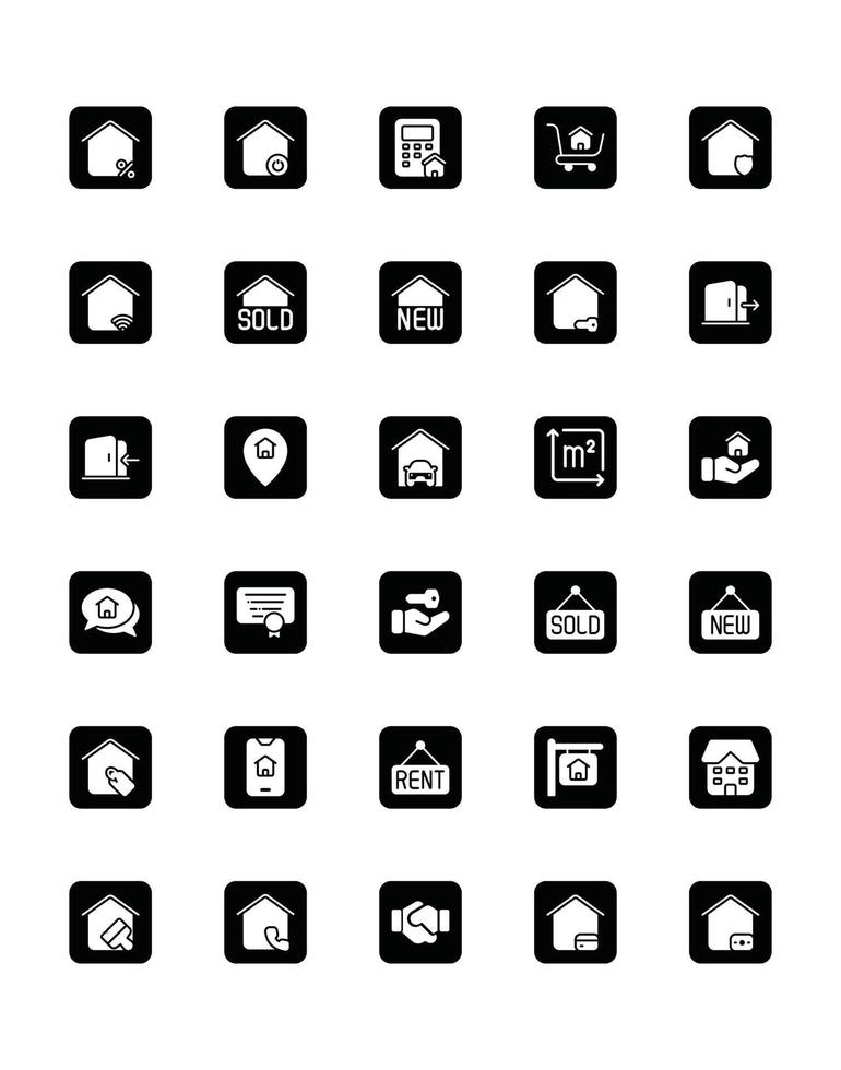 Real Estate Icon Set 30 isolated on white background vector