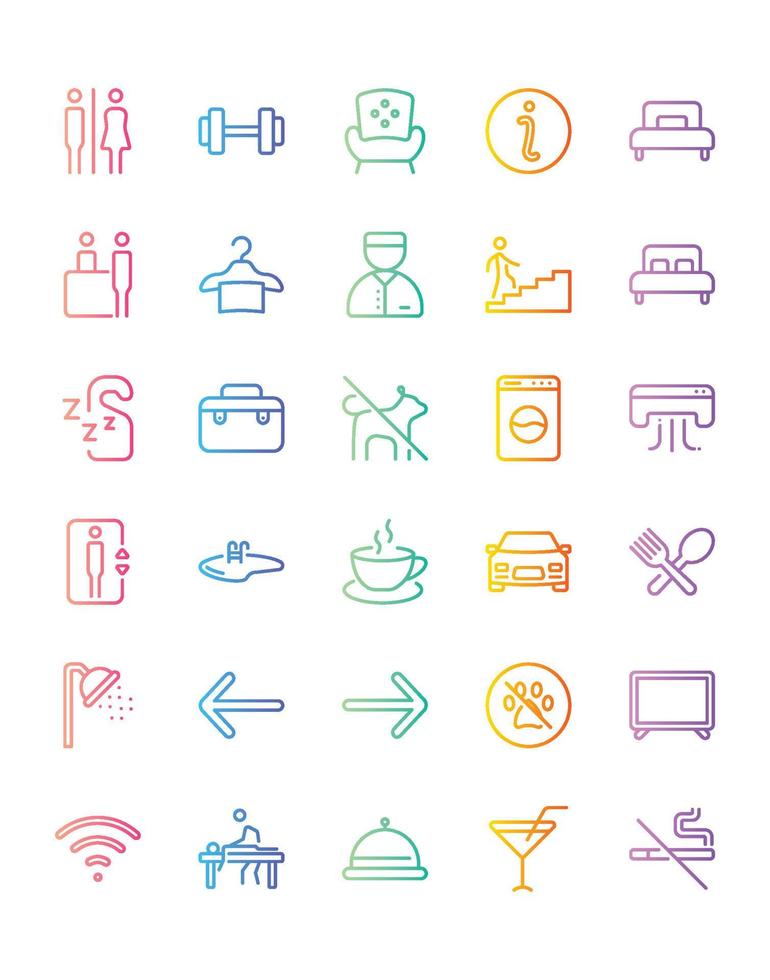 Hotel Icon Set 30 isolated on white background vector