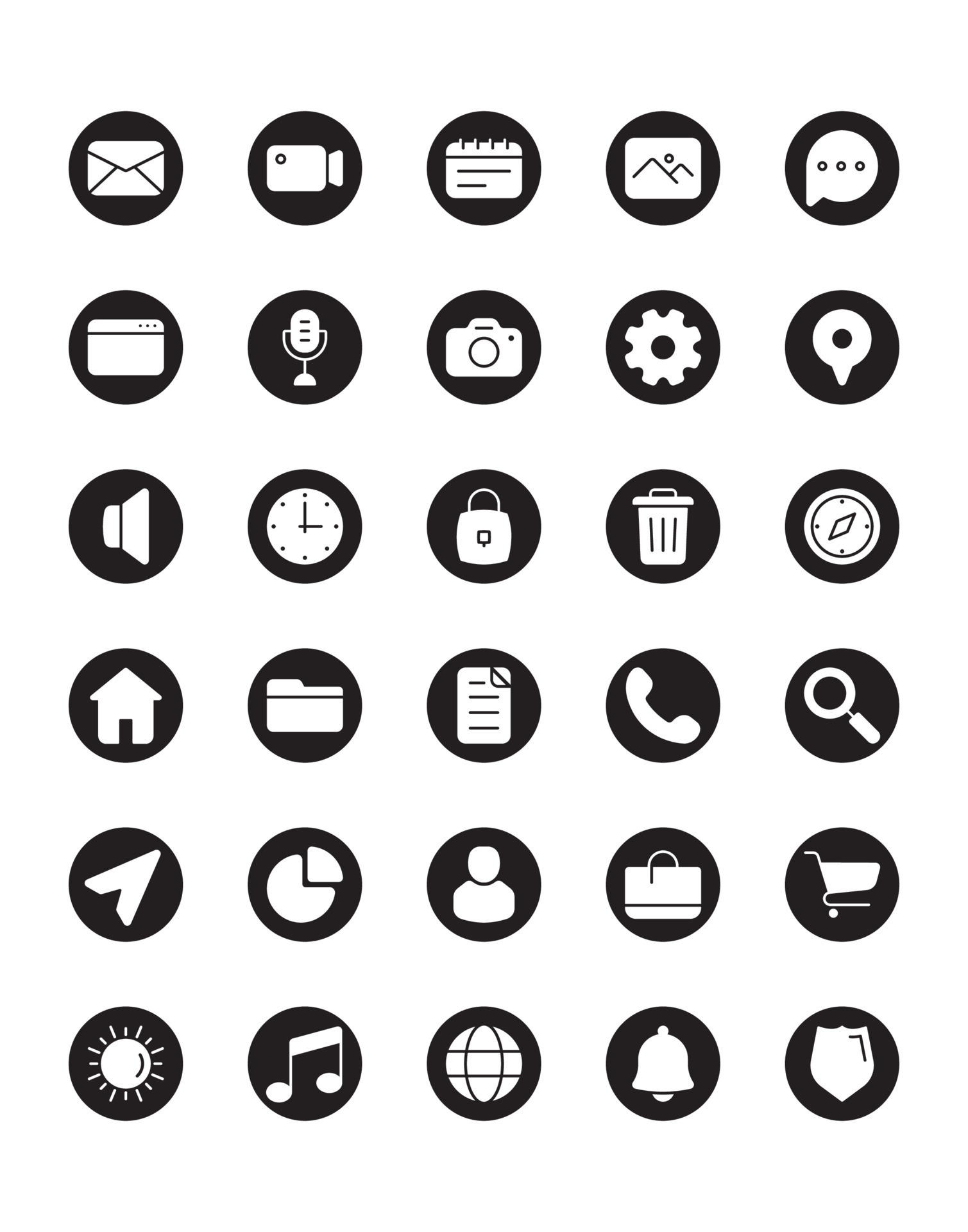 Home Screen Icon Set 30 isolated on white background 8161003 Vector Art ...