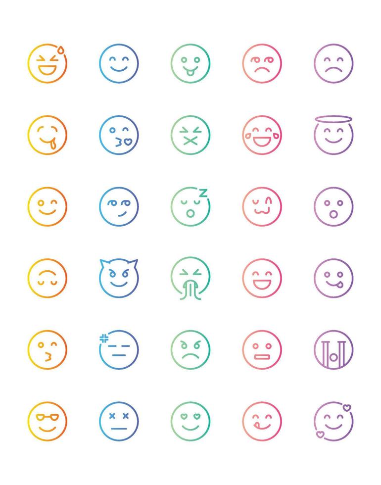 emoji Icon Set 30 isolated on white background vector