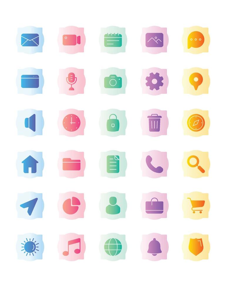 conjunto de iconos de pantalla de inicio 30 aislado sobre fondo blanco vector