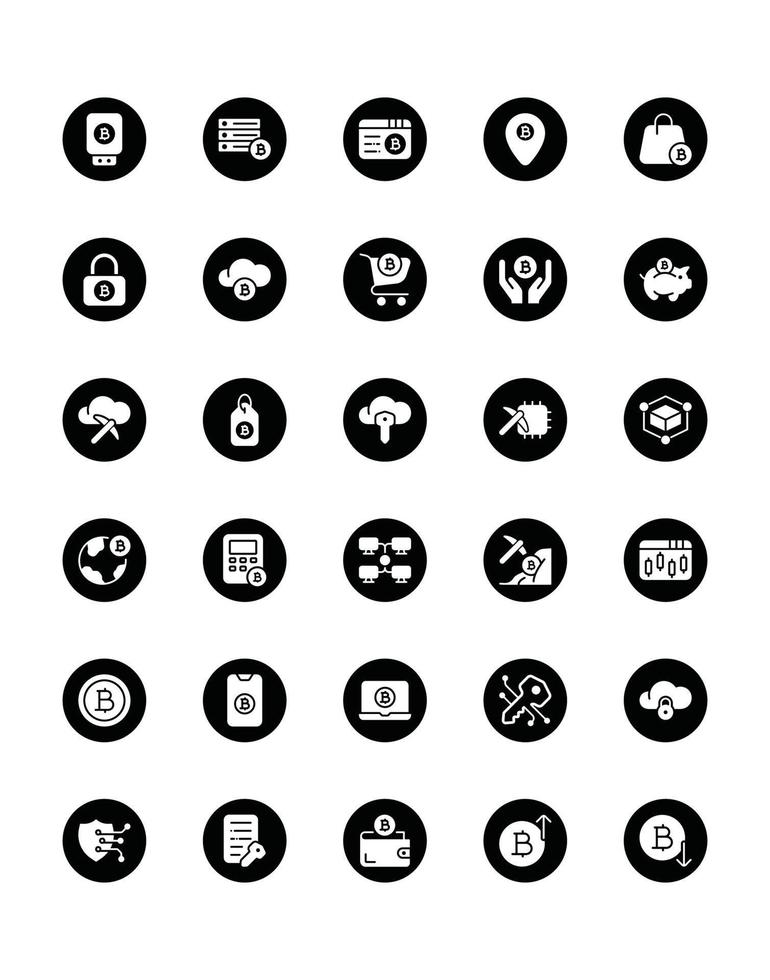 Bitcoin Icon Set 30 isolated on white background vector