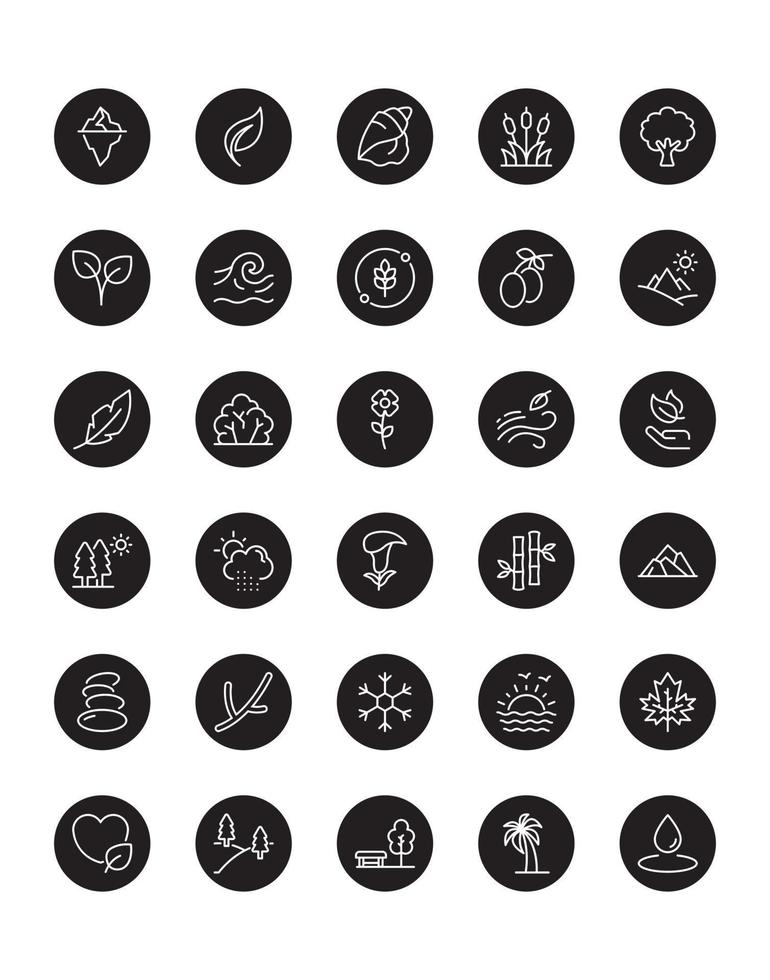 Nature Icon Set 30 isolated on white background vector