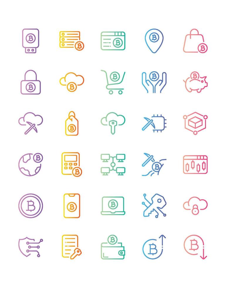 Bitcoin Icon Set 30 isolated on white background vector